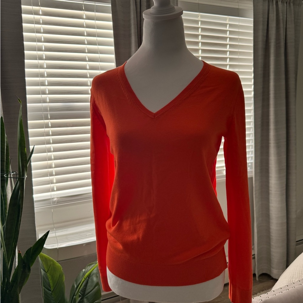 Banana Republic Factory Orange V-Neck Sweater